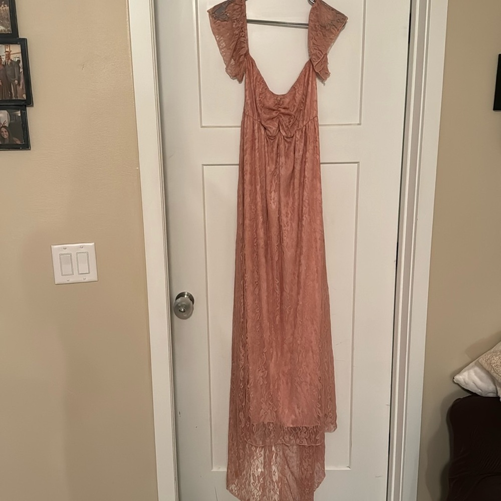 Shein pink lace maxi dress
